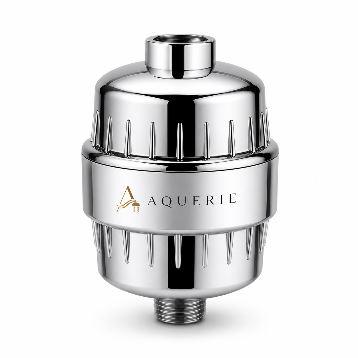 AQUERIE Rituel chrome shower filter front view on white background