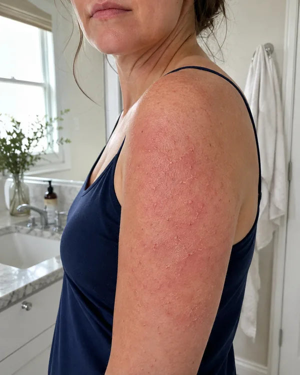 Upper arm skin before and after switching to filtered shower water
